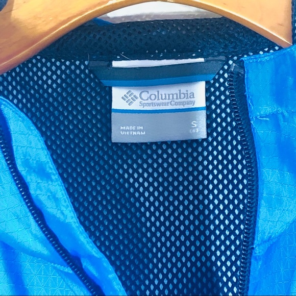 Columbia Blue YS Unisex Hood Zip Jacket Mesh Lined - Picture 3 of 4